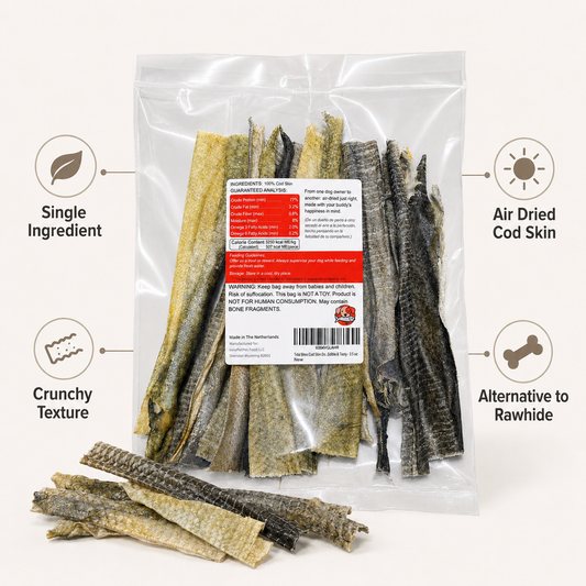 Air Dried Cod Skin Dog Treats – Tidal Bites Premium Quality, Single Ingredient Fish Chews for Dogs, Healthy Natural Skin Sticks – Safe & Edible Chew Treats